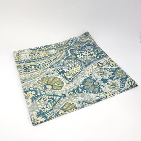 Pottery Barn Rosalie Blue Green Paisley Euro Pillow Sham Organic Cotton - Picture 1 of 5
